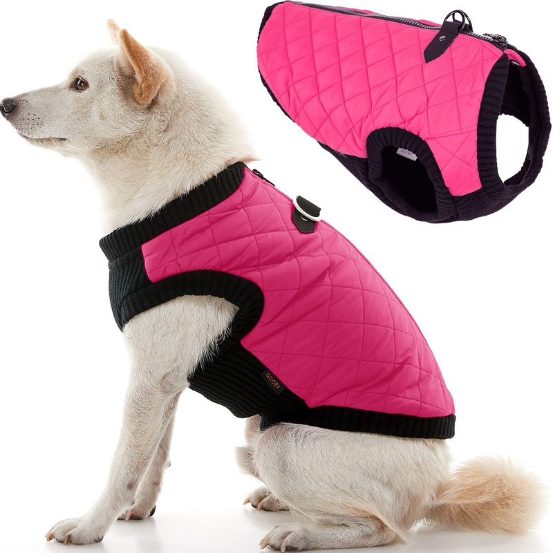 Gooby Fashion Vest Dog Jacket – Pink, Small – Warm Zip Up Dog Bomber Vest with Dual D Ring Leash – Winter Water Resistant Small Dog Sweater – Dog Clothes for Small Dogs Boy or Medium Dogs Small chest (~12″)