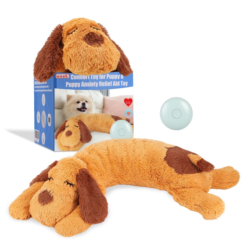 Heartbeat Puppy Toy – Comfort Cuddler Pillow, Dog Anxiety Relief Calming Aid,Heartbeat Stuffed Toy for Dogs,Puppy Heartbeat Toy Sleep Aid,Dog Heartbeat Toy for Pet brown1