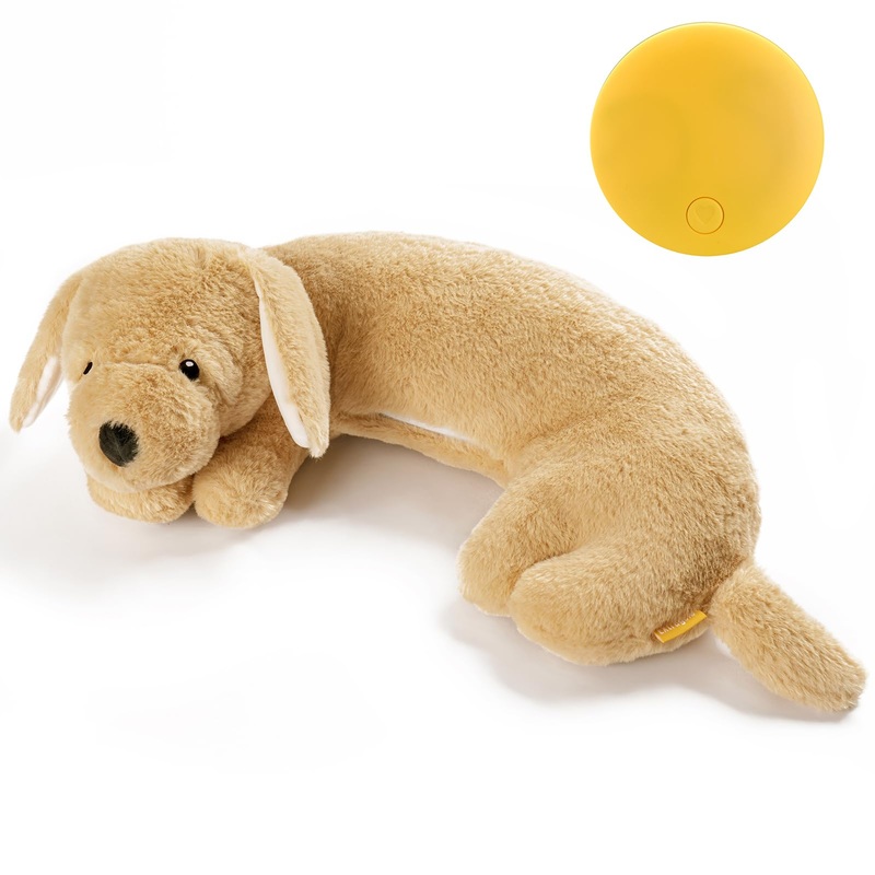 Heartbeat Puppy Toy Heartbeat Stuffed Animal for Dog Anxiety Relief and Calming Aid, Dog Heartbeat Toy for Puppy Sleep Aid Crate Training, Puppy Essential Puppy Needs, Golden Golden Retriever