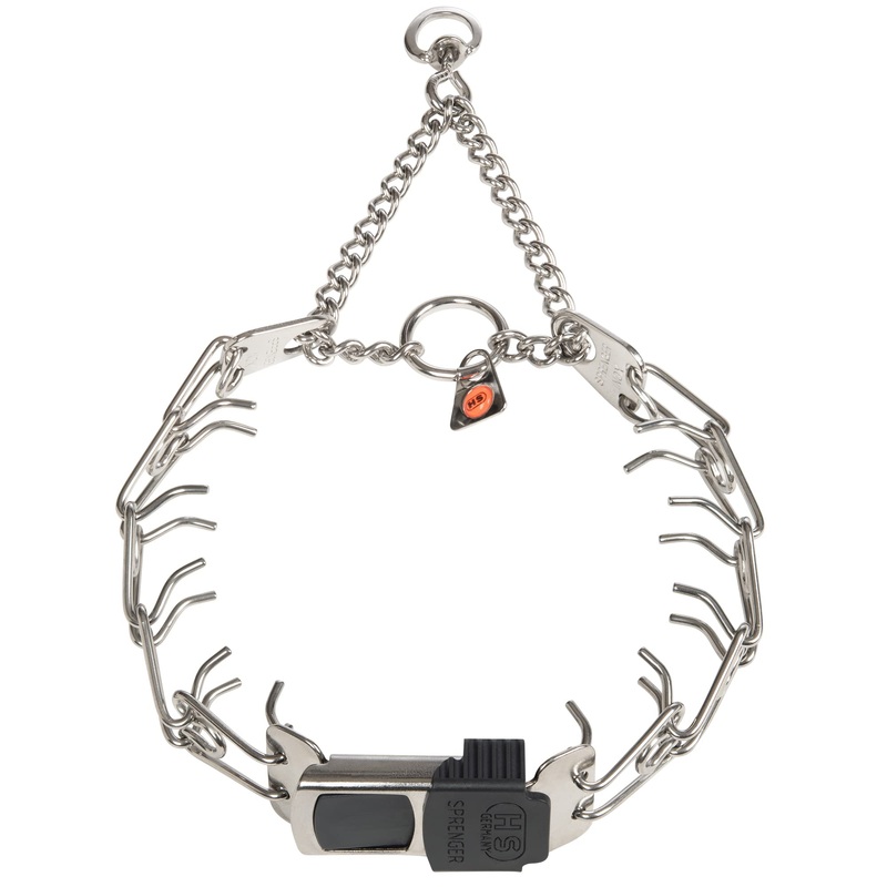 Herm Sprenger Dog Training Prong Collar with Quick Release Cliclock Buckle and Swivel Ring Adjustable Length German Made Stainless Steel Collar for Small to Medium Dogs Up to 15″ Neck (2.25mm Prongs) 18in (up to 15″ neck) x 2.25mm Links