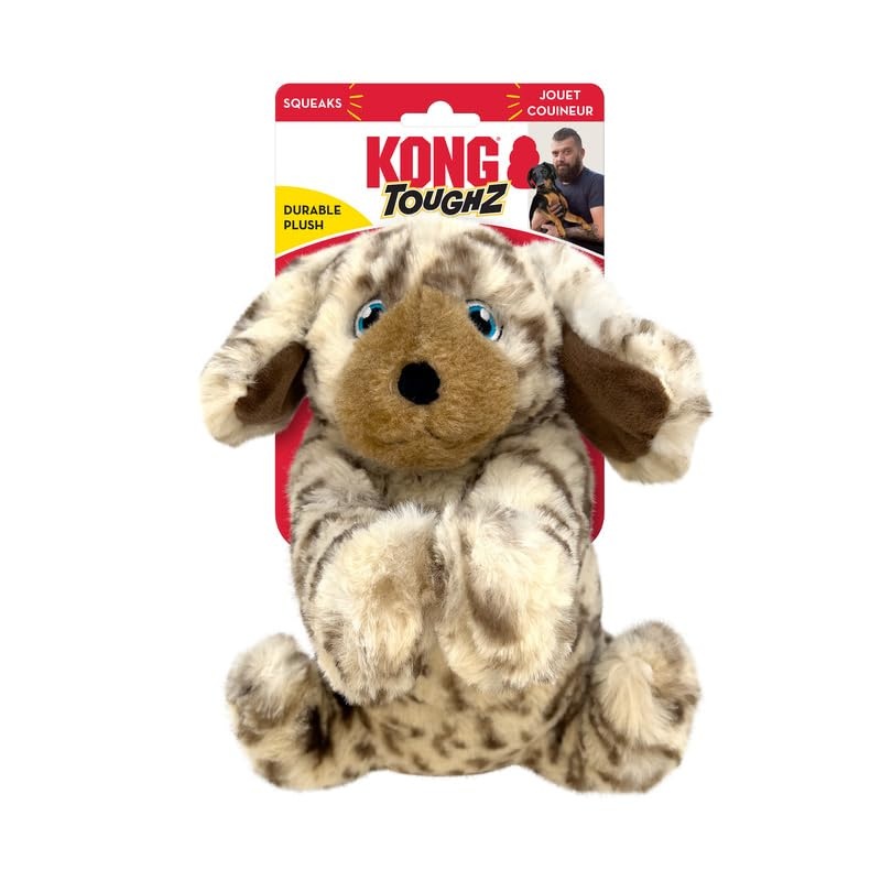 KONG Toughz Durable Plush Dog Toy – Long-Lasting Soft Chew Toy for Aggressive Chewers, Safe & Interactive for Dogs (Pup) Pup