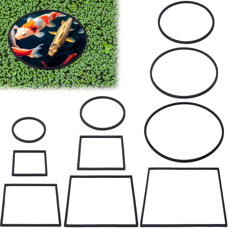 OIIKI 10 PCS Fish Feeding Rings Sets, Floating Aquarium Plant Corral, Floating Plant Rings, Oval and Square Fish Feeding Rings, Fish Tank Aquarium Accessories for Fish Tank, Floating Plants – Black black-oval,square