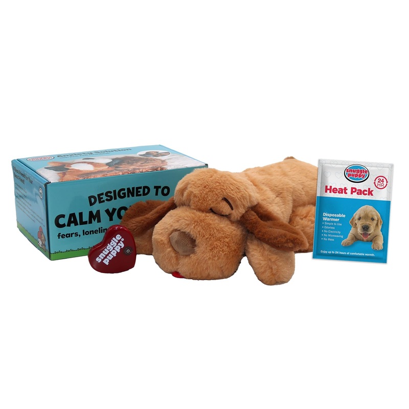 Original Snuggle Puppy Heartbeat Stuffed Toy for Dogs. Pet Anxiety Relief and Calming Aid, Comfort Toy for Behavioral Training in Biscuit 1 Count (Pack of 1)