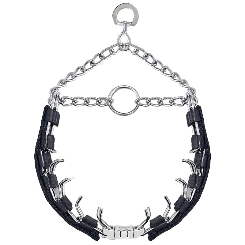 Prong Training Collar for Dogs, Adjustable Dog Pinch Collar with QuickRelease Buckle, Dog No Pull Collar for Small Medium Large Dogs, 2 Extra Link and 20pc Caps (Black, M/L(17-23″ Neck, 3.2mm)) M/L(17-23″ Neck, 3.2mm) Black