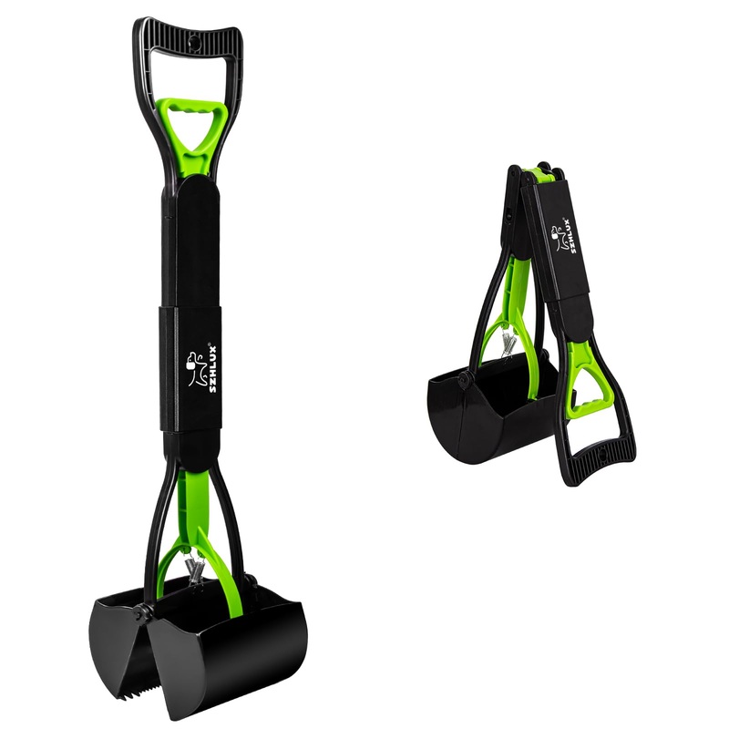SZHLUX 28″ Pooper Scooper, Foldable Dog Pooper Scooper with Unbreakable Material and Durable Spring for Grass and Gravel, Green
