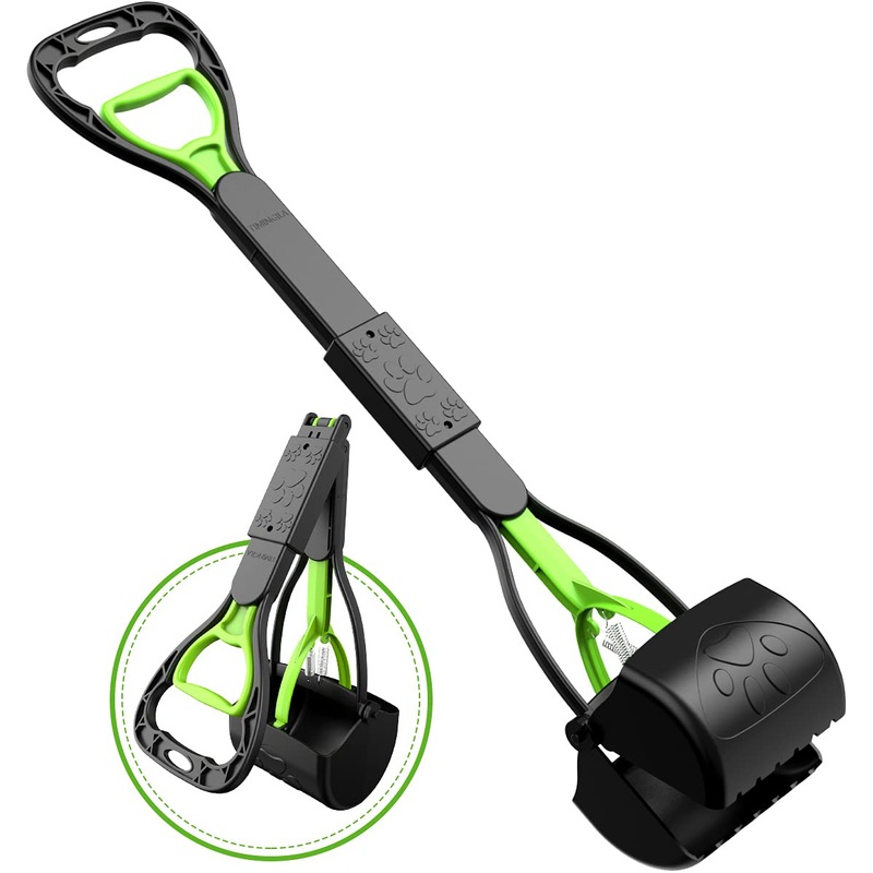 TIMINGILA Pooper Scooper 28″ Long Handle Portable Pet Poop Scooper for Large and Small Dogs,High Strength Material and Durable Spring,Great for Lawns, Grass, Dirt, Gravel 28″ Green