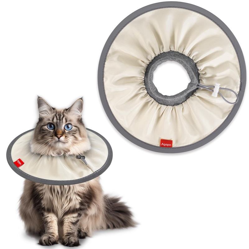 Agape Comfortable Cat Cone, Lightweight Cat Cone Collar Soft, Recovery Collar for Cats After Surgery to Stop Licking & Scratching, Protective E Collar for Small, Medium, and Large Cats for Wound Care Ivory White