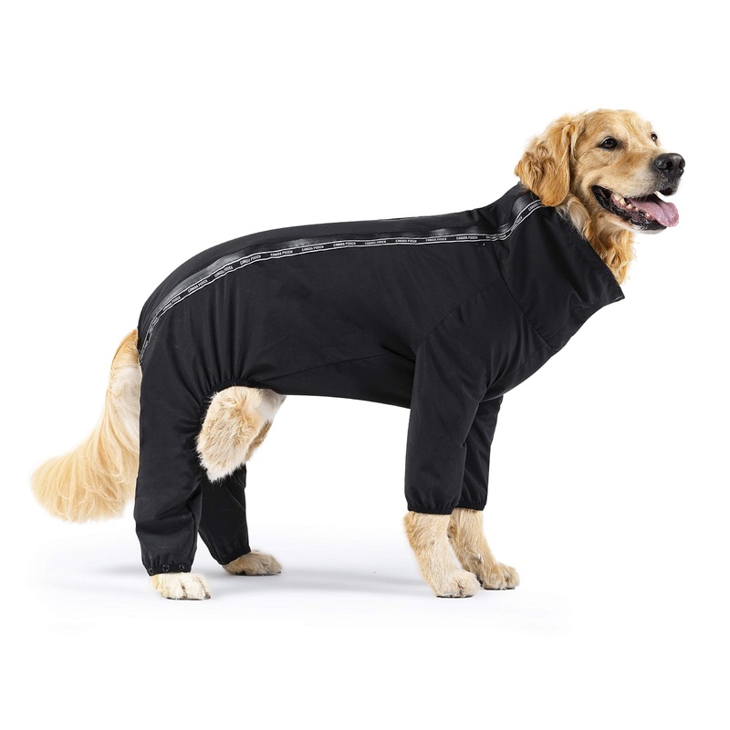 Canada Pooch Dog Slush Suit Dog Bodysuit for Rain and Snow Full Body Dog Suit Water-Resistant Dog Onesie (Black, 22 (21-23″ Back Length)) 22 (21-23″ back length) Black