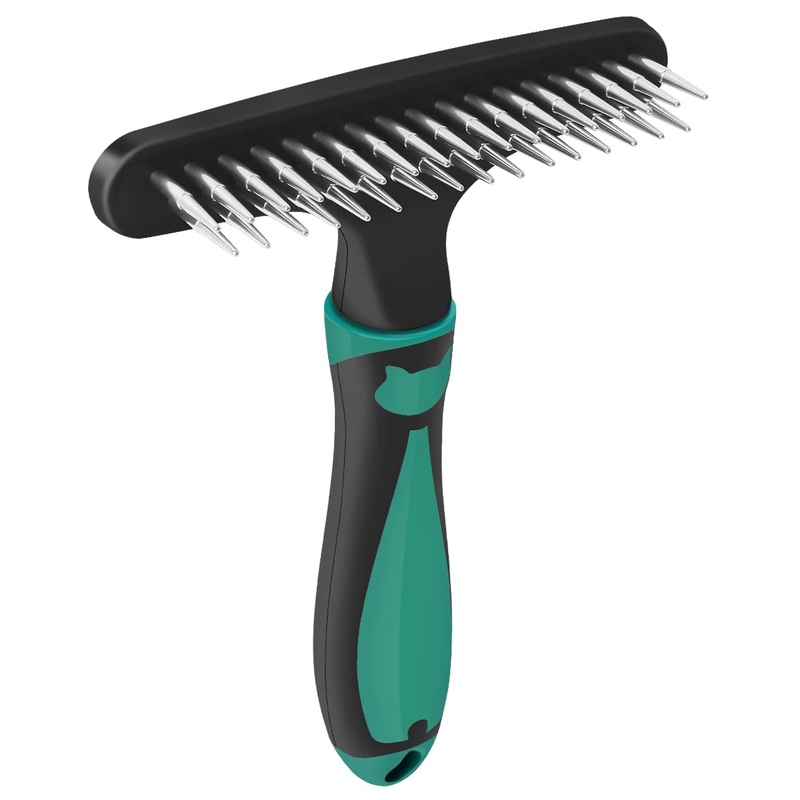 Carpet Restoration, Carpet Rake, Carpet Groomer Rake, Shag Rug Rake, Hair Cleaner Suitable for Rug and Carpet Undercoat Rake Comb, Slicone Handle Deshedding Brush for Dogs (Green) Green