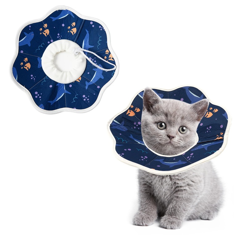 Cat Cone Collar Soft, Cat Cones to Stop Licking Wound Healing Adjustable & Waterproof, Cat Recovery Collar Lightweight Comfortable, Elizabethan Collar for Cats Puppies (Small) Blue Small size
