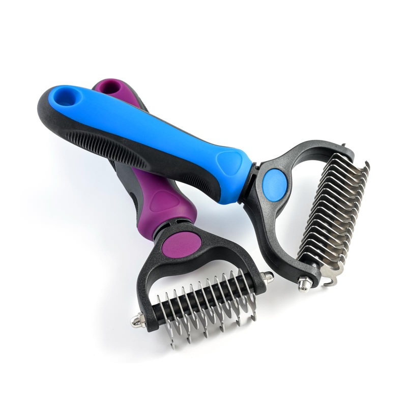 Cat & Dog Brush for Shedding and Dematting,Double-Sided Pet Hair Removal Tool With Metal Comb to Reduce Shedding and Remove Mats,Pet Grooming Brush for Small, Medium Dogs and Cats,Blue Blue 1pcs Large
