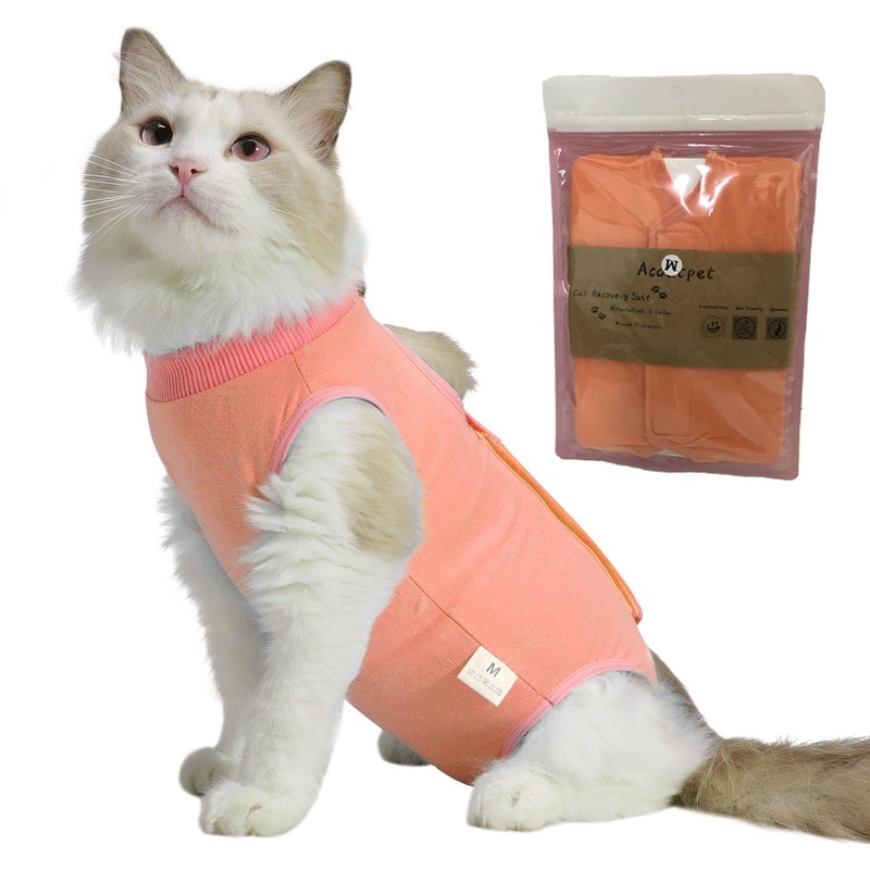 Cat Recovery Suit Female Kitten Cat Onesie for Cats After Surgery Female Spay Surgical Abdominal Wound Skin Diseases Cone Collar Soft Alternative Wear (Orange, M) orange Medium