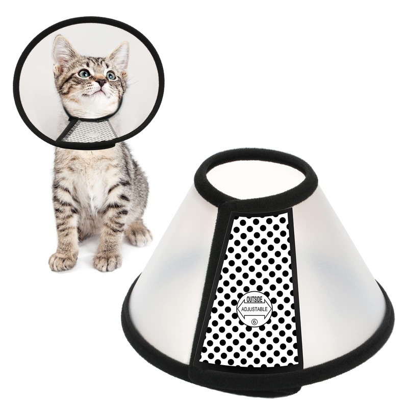 Depets Adjustable Recovery Pet Cone E-Collar for Cats Kittens Rabbits, Plastic Elizabeth Protective Collar Wound Healing Practical Neck Cover, Neck Girth 6.1 in S: 5.3-6.8 IN