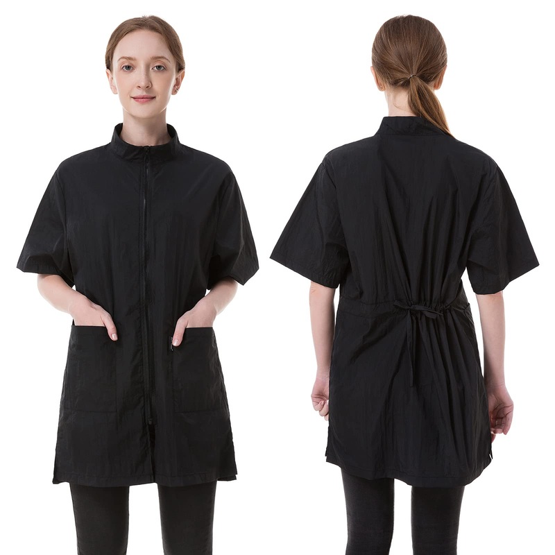 DHXYZZB Grooming Smock- Waterproof Grooming Workwear Barber Jackets for Women Men, Nylon Professional Pet Groomer Smock Apron X-Large Black