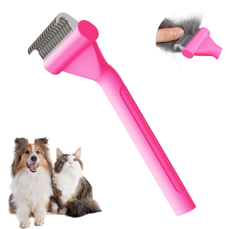 Dog Brush for Shedding cat deshedding grooming supplies for indoor short long hair pet dematting undercoat rake for brish poodle remove matted fur slicker best comb tool cepillo para perros. (Pink) Pink