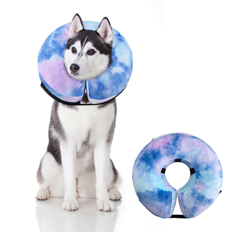 Dog Cone, Y-blue Dog Cone Collar Inflatable Dog Neck Collar Recovery E-Collar Alternative, Dog Donut Collar After Surgery for Dogs and Cats(Purple Blue, L)