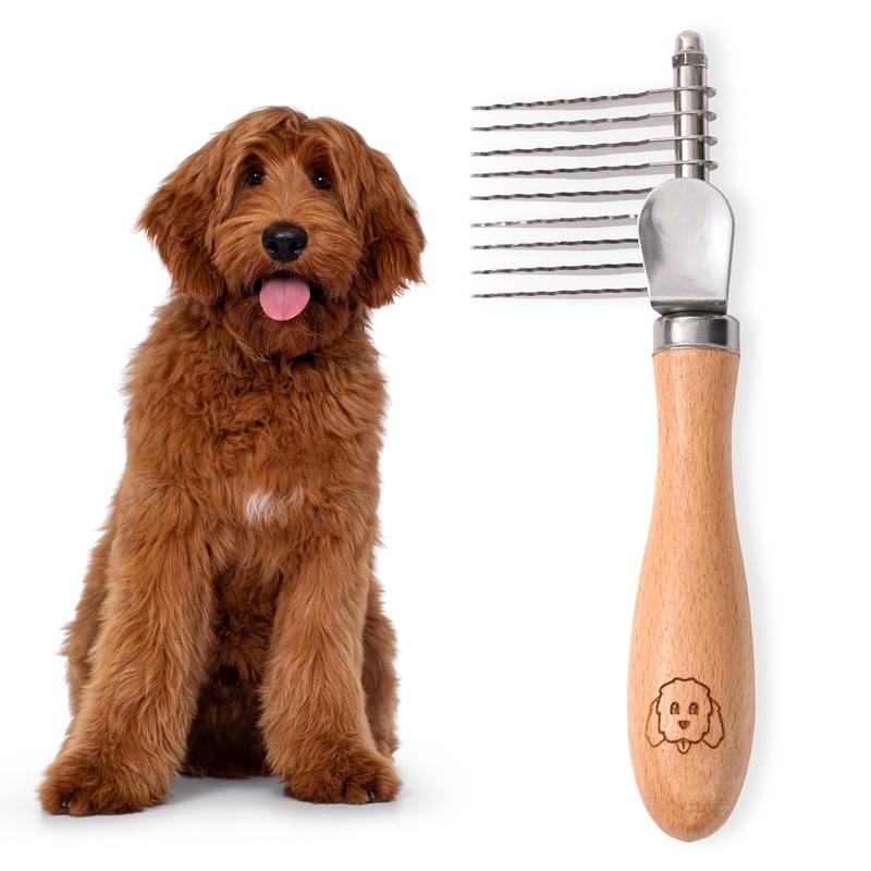 Dog Dematting Brush & Rake, Detangler Brush For Dogs, Comb Tool For Grooming, Best For Doodles, Poodles, Goldendoodles, Cats & Other Pets, Matted Fur Removal On Undercoat [We Love Doodles] (Small) Small