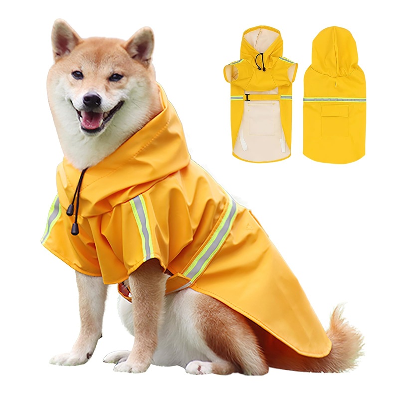 Dog Raincoat 3XL – Dog Raincoats for Large Dogs with Adjustable Hood, Waterproof and Reflective – Large Dog Raincoat with Full Coverage Yellow 3X-Large