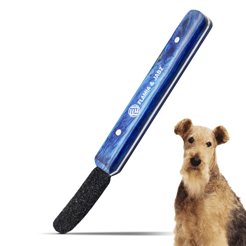 FLAMIA & JABZ Stripping Metal Stone Diamond Edged for Dogs, Cats & Pets with Wooden Grip (Coarse) Coarse Diamond Stone