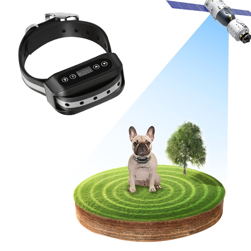 GPS Wireless Dog Fence System, Electric Satellite Technology Pet Containment System by GPS Signal Boundary for Dogs and Pets with Waterproof & Rechargeable Collar Receiver(Black) Black