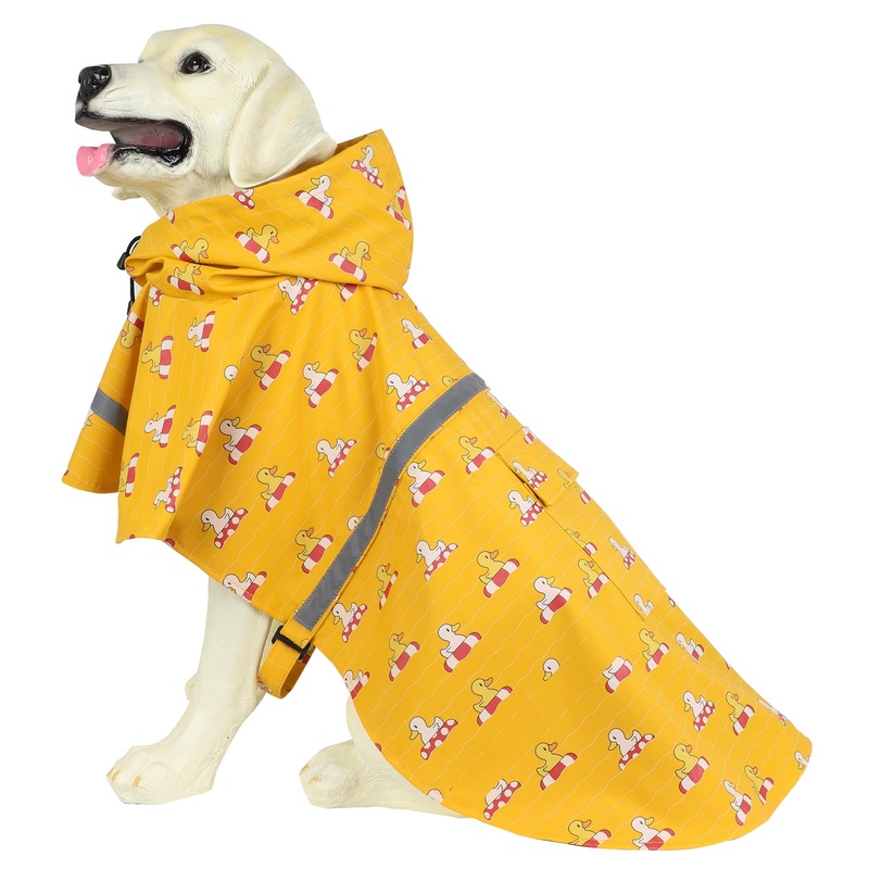 HAPEE Dog Raincoats for Large Dogs with Reflective Strip Hoodie,Rain Poncho Jacket for Dogs (E5-Yellow River, XL++ (Back Length 28″)) XL++ (Back Length 28″) E5-Yellow River