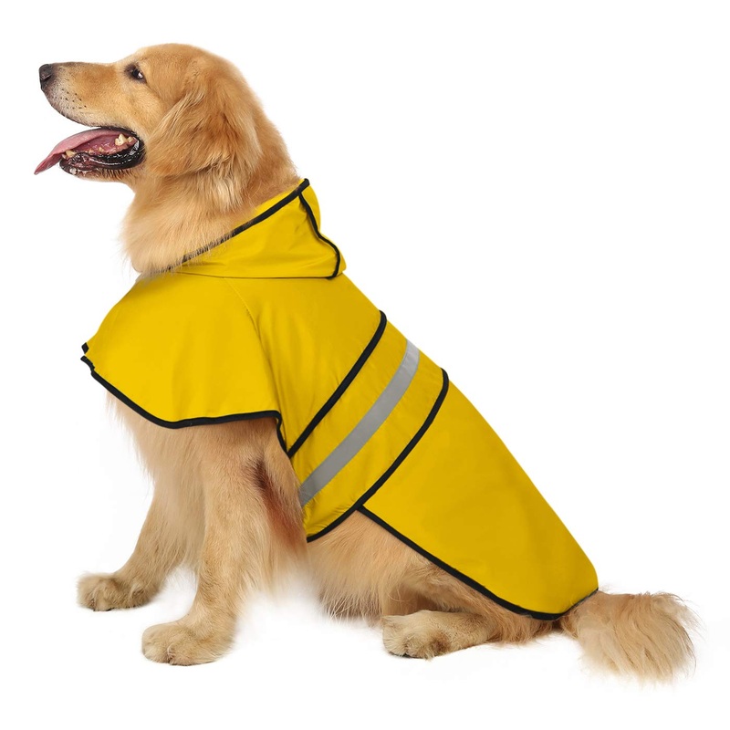 HDE Dog Raincoat Hooded Slicker Poncho for Small to X-Large Dogs and Puppies Yellow – L Large