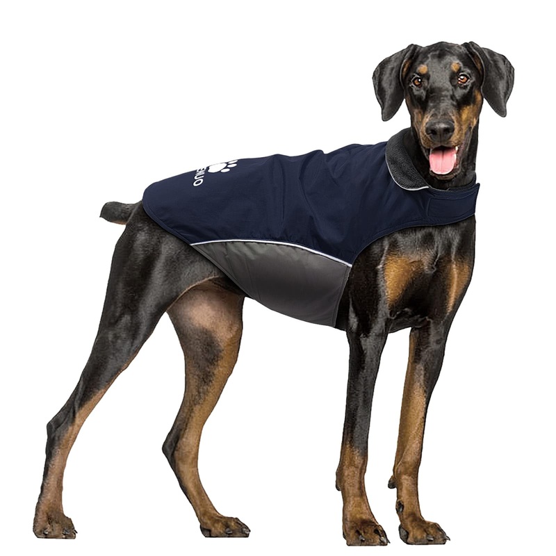 IREENUO Dog Raincoat, 100% Waterproof Dog Warm Jacket for Fall Winter, Rainproof Coat with Adjustable Velcro & Reflective Stripes for Medium Large Dogs (2XL, Blue) XX-Large