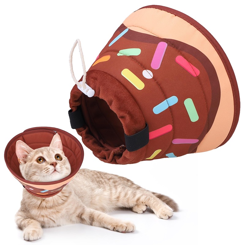 KOOLTAIL Cat Cone Collar Soft, Cat Recovery Collar After Surgery, Adjustable Comfortable Lightweight Cat Neck Cone to Stop Licking, Foldable Donut Water Resistant Pet Cone for Small Large Cats Kittens M(Neck:8.5″-12″)