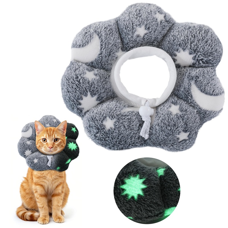 MABOZOO Adjustable Cat Cone Collar Glow in The Dark, Pet Recovery Collar Elizabethan Collar for Kittens Cats After Surgery, Pet E Collar Neck Cone After Surgery for Small Animal Stop Licking(S) S