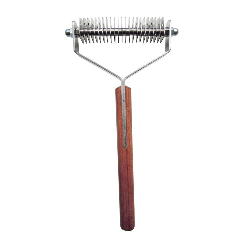 Mars Coat King Double Wide Dematting Undercoat Grooming Rake Stripper Tool for Dogs and Cats, Stainless Steel with Wooden Handle for Thick Coats, 23-Blade Stripper for Groomers, Pet Owners Large Dogs