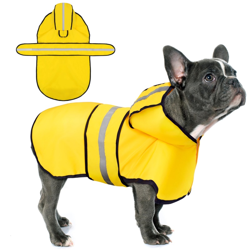 Paiaite Dog Raincoat: Hooded Slicker Poncho, Durable Waterproof Jacket with Reflective Stripes, Convenient Leash Hole, and Adjustable Fit, Perfect for Small, Medium, and Large Dogs Yellow XXL XX-Large