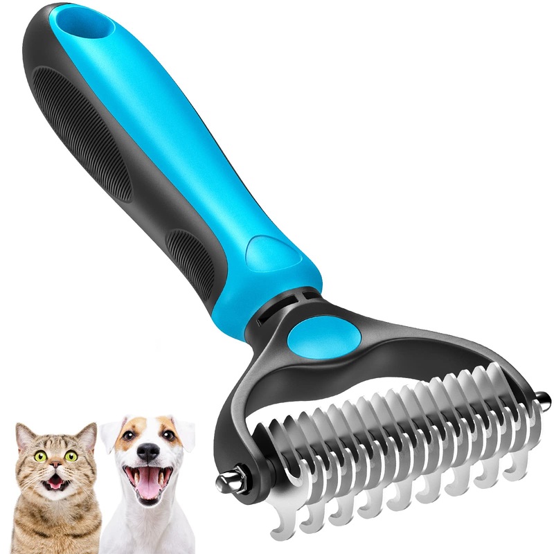 Pet Grooming Brush Dog Grooming Rakes Tool for Mats & Tangles Removing Blue-01