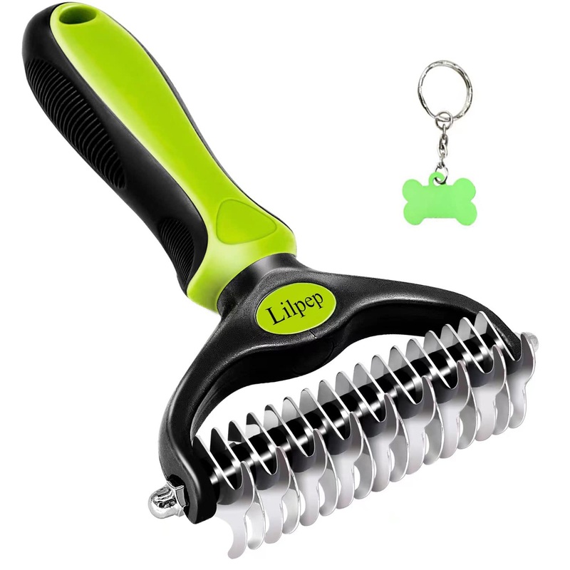 Pet Grooming Tool, Double-Sided Professional Grade Undercoat rake for pet tangles and mat Removal, Safe dehairing Comb and Depilation Tool