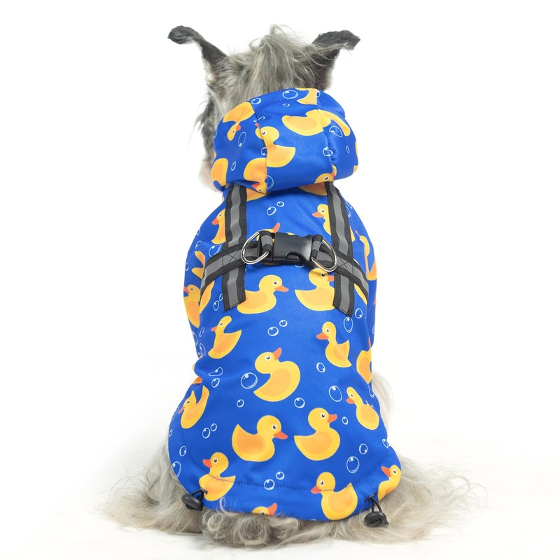 PUPTECK Dog Raincoat for Small Medium Dogs, Waterproof Dog Rain Jacket with Hood & Harness Built-in, Slicker Poncho Reflective Dog Vest Clothes for Rainy Snowy Winter Cold Days, Blue, XS XS (Back 10, Chest 16.9″, Neck 12″)