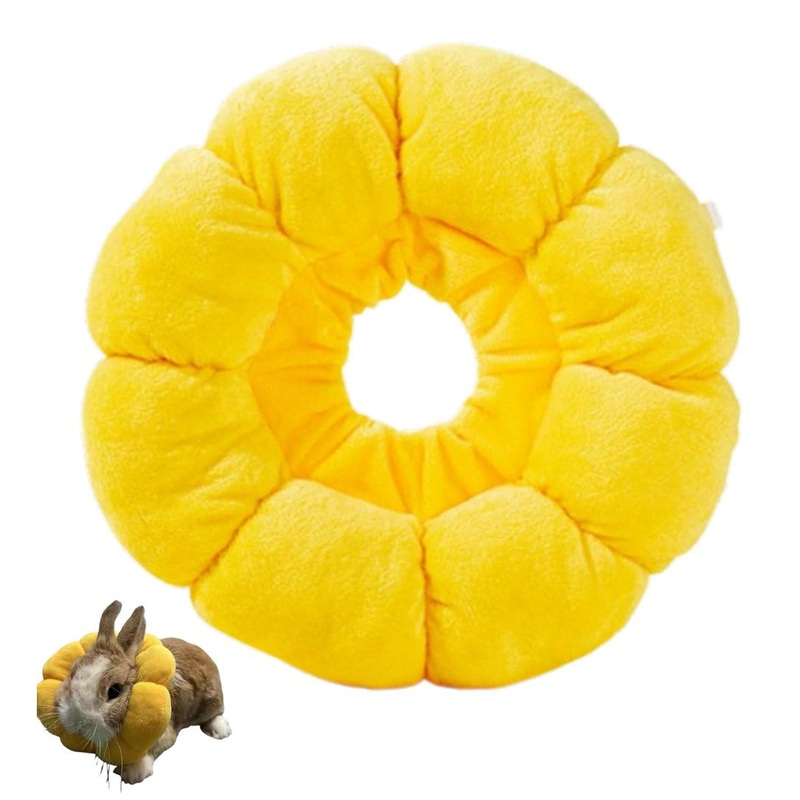 Rabbit Elizabethan Collars for Bunny, Guinea Pig Cone, Rabbit Protection Cone Collar, Adjustable Pet Recovery Collar (Yellow, S) Yellow