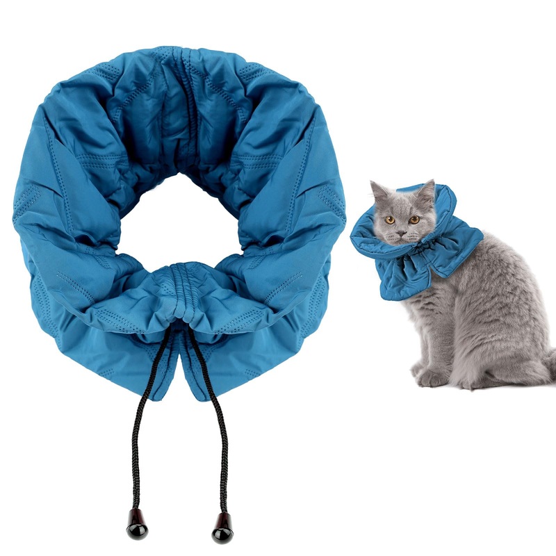 Soft Cat Cone Collar, Adjustable Cat Recovery Collar Comfortable Cat Cones to Stop Licking Wounds After Surgery Protective Dog Cone Collar (Blue)