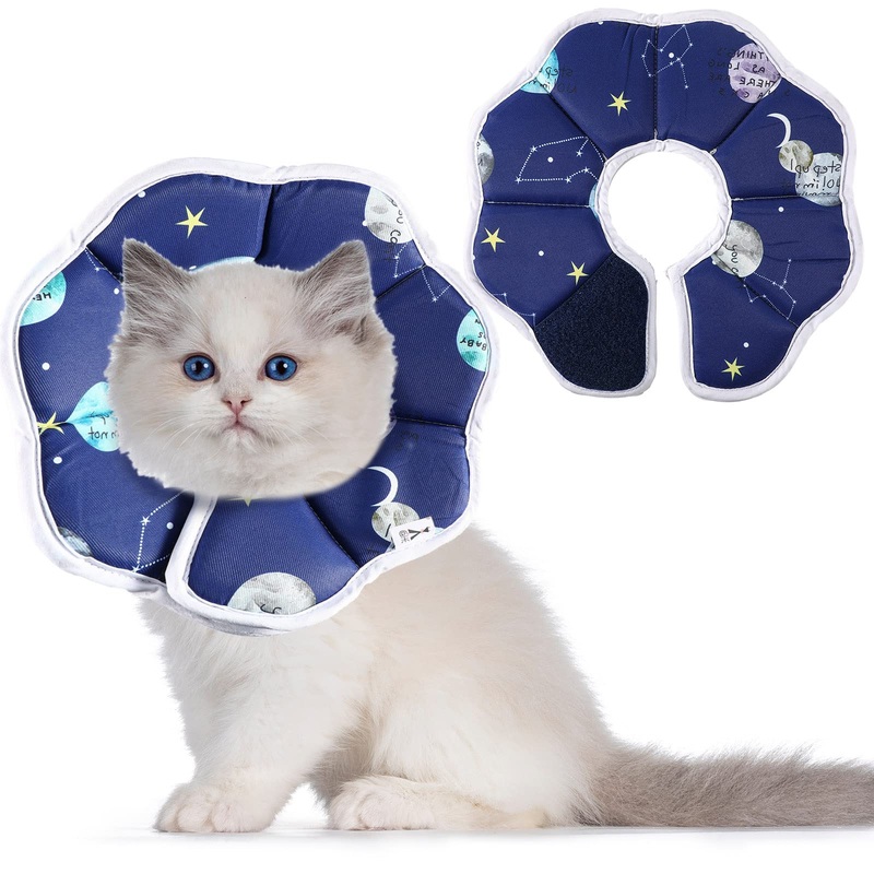 Soft Cat Cone Collar Adjustable Recovery Cat Cone Waterproof Protection Postoperative Kitten Starry Sky Blue Cat Collar Comfortable Protective Pet Collar for Cat Kitten Dogs Rabbits (Small) Small