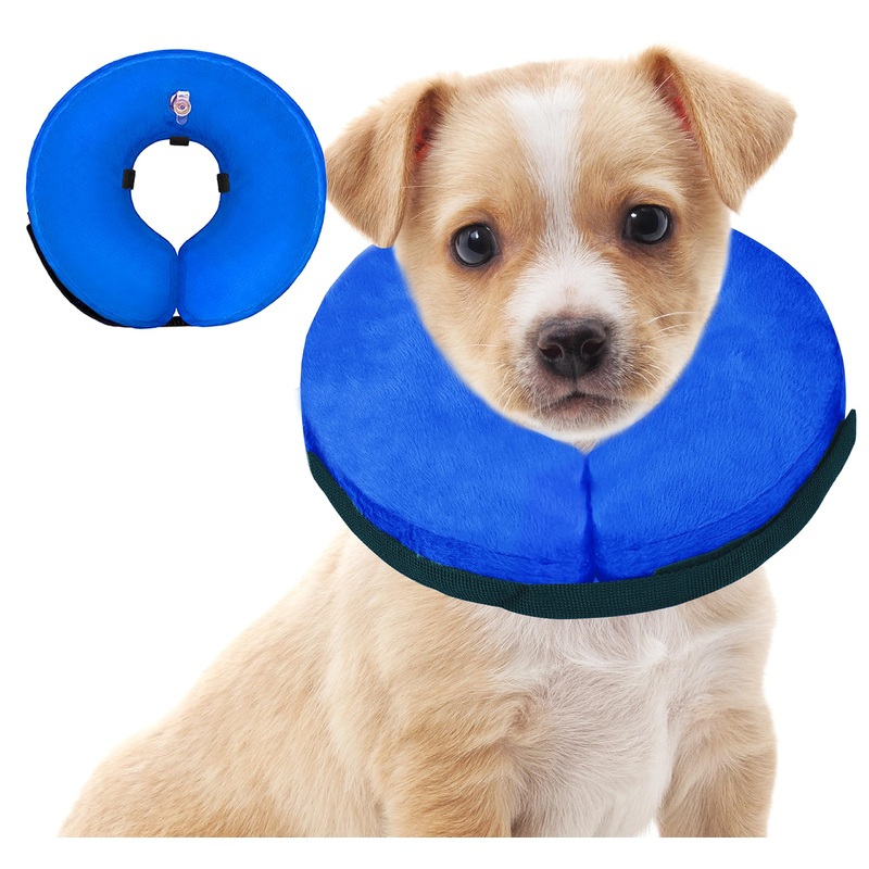 Soft Dog Cone Collar for Large Medium Small Dogs and Cats After Surgery, Inflatable Dog Neck Donut Collar,Inflatable Cat Cone Collar,E-Collar for Dogs Recovery, Dog Cones Alternative (Medium, Blue) Medium (Neck Girth: 8″-11″)