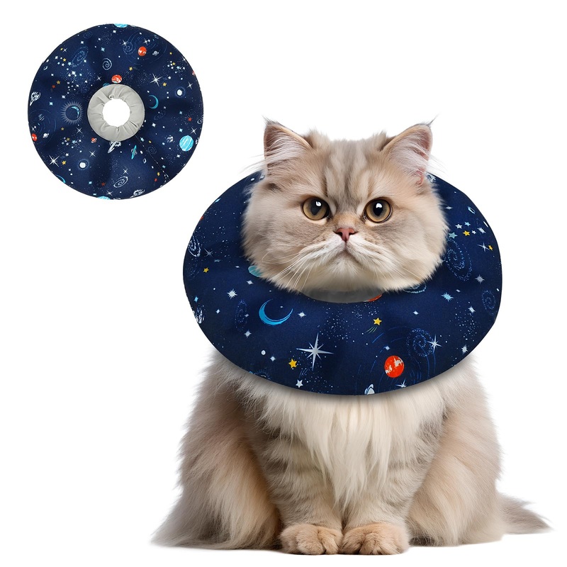Soft Inflatable Cat Cone Collar – Adjustable Cat Donut Collar for Recovery, Stop Licking, Cat E Collar Suitable for Small Medium Large Cats and Kittens Pet (Star Blue) StarBlue