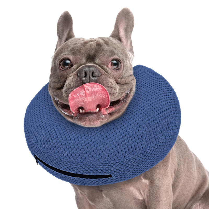 Supet Inflatable Dog Cone Collar for Dogs to Stop Licking, Dog Donut Collar After Surgery, Soft Dog Cone for Small Medium Large Dogs Navy M(Neck 9″-13″)