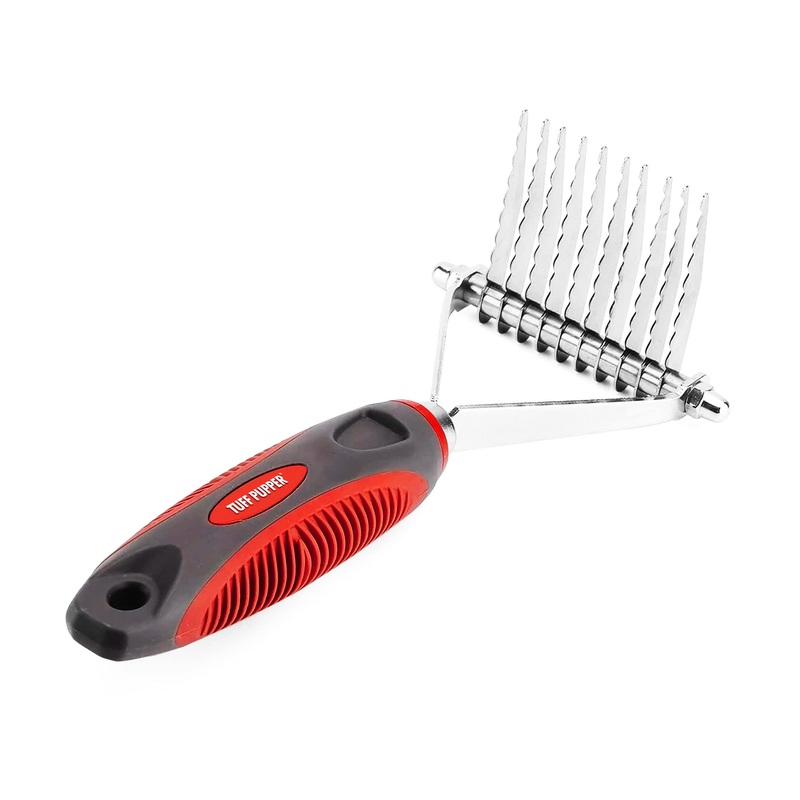 Tuff Pupper Dog Undercoat Rake Tool | Easily & Safely Remove Dead, Matted Or Knotted Hair | Ergonomic Dematting Comb For Thick Coats | Non-Slip Safety Handle Provides Precision Control Against Knots Dematting Rake