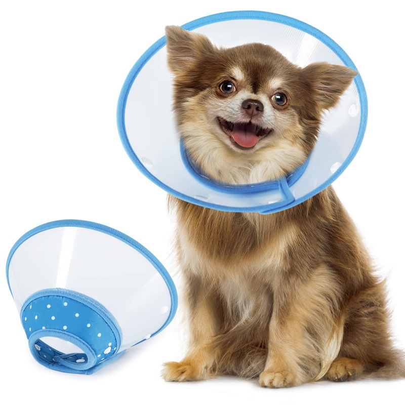 Vivifying Dog Cones for Small Dogs, Adjustable 5.7-8in Pet Cone, Lightweight Recovery Elizabethan Collar for Cats, Puppies and Mini Dogs (Blue) M(Neck: 5.7-8.0 in) Blue