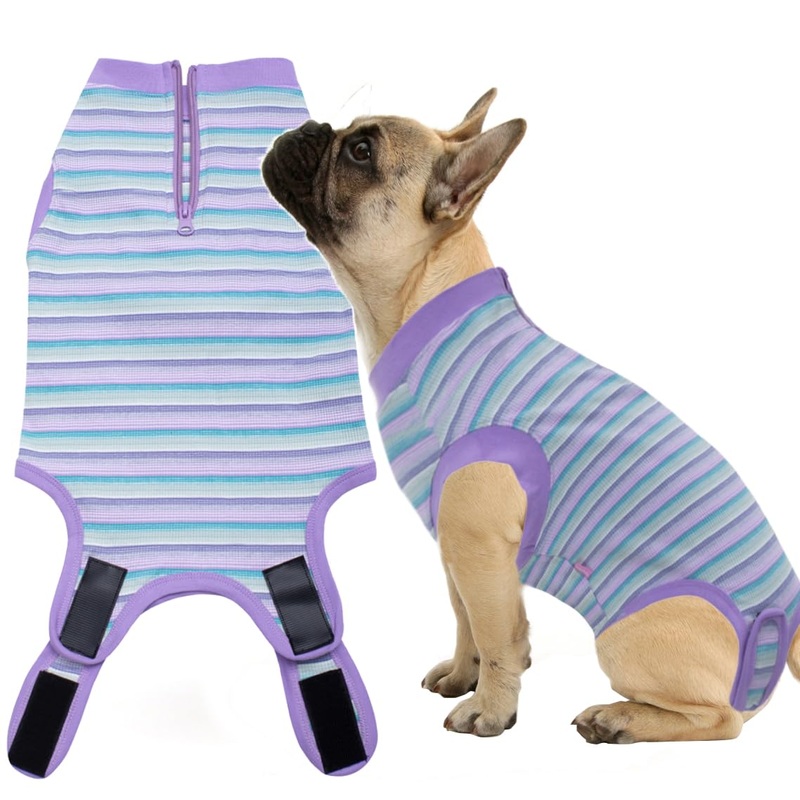 Wabdhally Dog Surgery Recovery Suit,Surgical Recovery Female Spay Suit for Medium Dogs Cats,Surgery Recovery Multi Purple Onesie M Multi Purple Striped