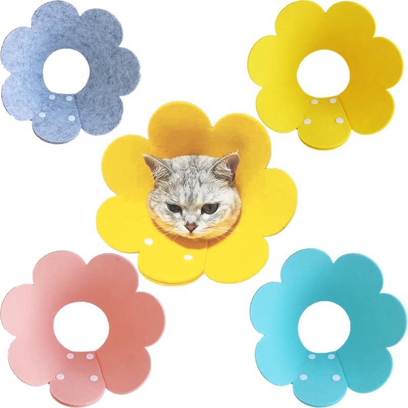 4PCS Soft Cat Cone Collar,Adjustable Protective Collars for Pet Cat,Recovery cat E Collar, Anti-Bite Lick Wound Healing Soft cat Cones to Stop Licking cono para perro Cone for cat Cone Soft (M) Cat Cone Collar -M