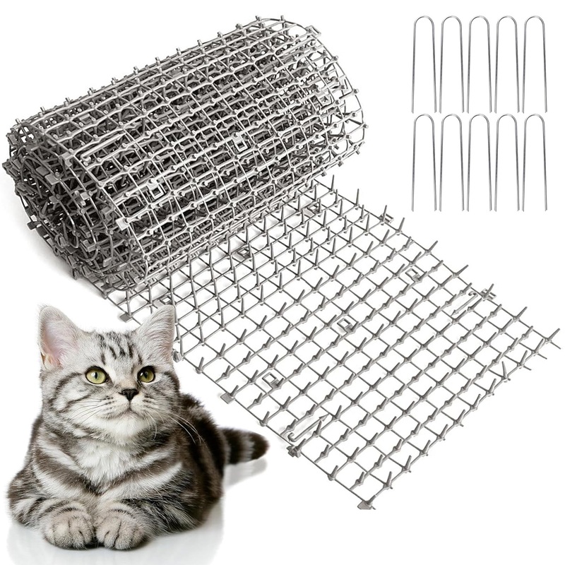 6.5ft Scat Mat for Cats – Cat Scat Mat with 12 Garden Staples. 78 inch x 11 inch PP Plastic Cat Spike Mat is Effective for Cat Repellent Outdoor & Indoor. Pet Deterrent Mat to Keep Cats & Dogs Away 6.5ft x 12in (1 Pack) Gray