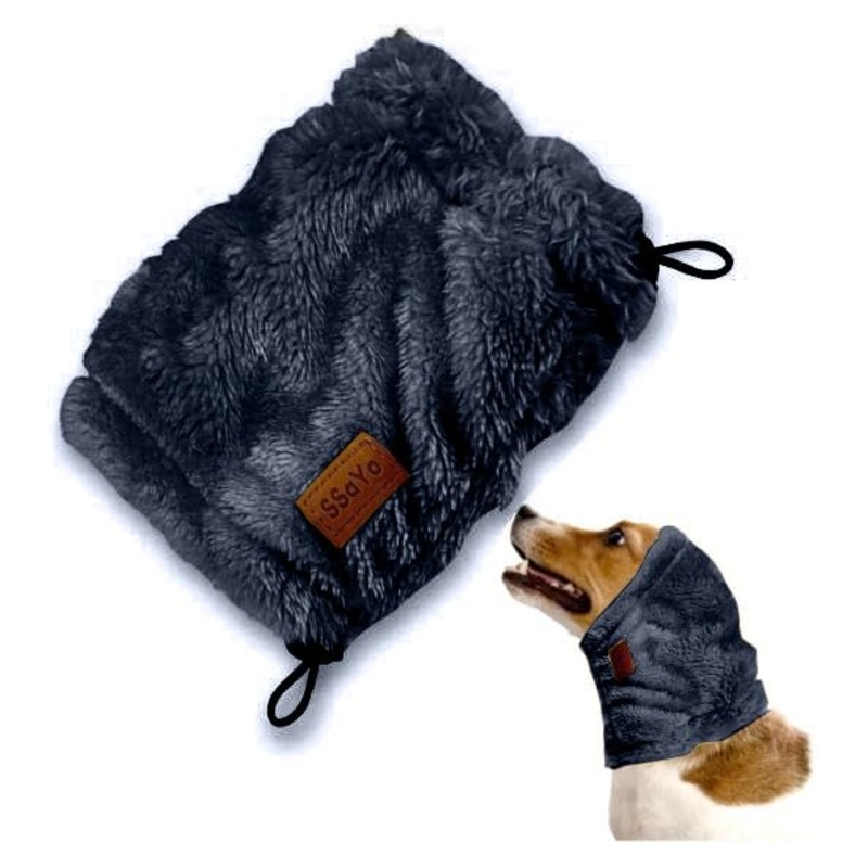 Adjustable Dog Noise Cancelling Ear Muffs Noise Protection – No Flap Ear Wraps for Dogs – Snoods Dog Headband Ear Covers for Anxiety Relief, Thunderstorms, Fireworks & Grooming (Navy, Large) No Flap Ears Navy