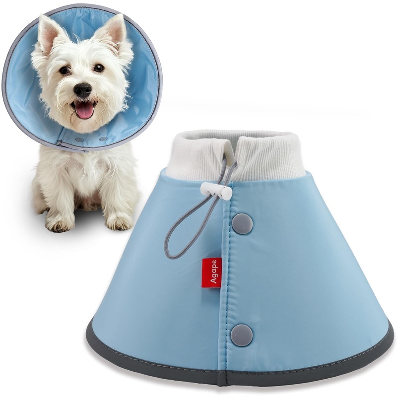 Agape Soft Dog Cone for Small Dogs & Cats, Comfy Dog Recovery Collar After Surgery, Adjustable E Collar Alternative to Stop Licking, Protective Elizabethan Collar for Pup&Kitty, Comfortable Dog Cones Blue (Small Dogs Cone) M (Neck:9.5″-13.5″)