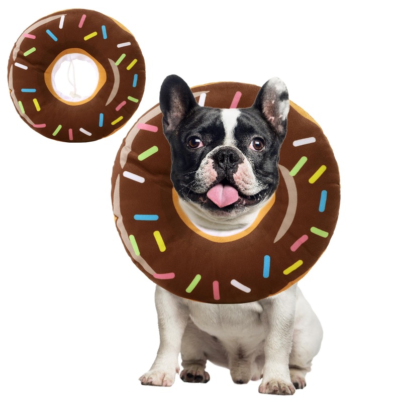 BALAPET Soft Dog Recovery Collar, Comfortable Lightweight Adjustable Pet Cone Collar for Dogs Recovery and Stop Licking,Cute Donut Shape Elizabethan Collar for Small Dog Cat(L) L