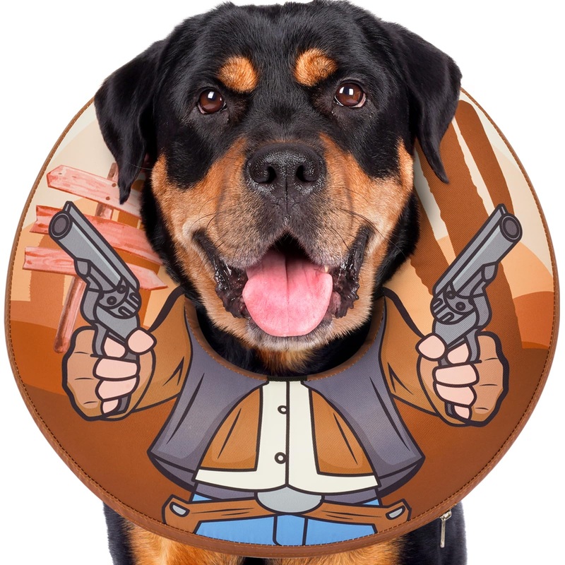 BARKLESS Soft Dog Donut Collar, Rottweiler Inflatable Cone Collar for Dog After Surgery to Stop Licking, Protective Alternative to Cone for Large Medium Dogs, Adjustable Dog Pillow Cone Brown L (Neck: 14″-18″)