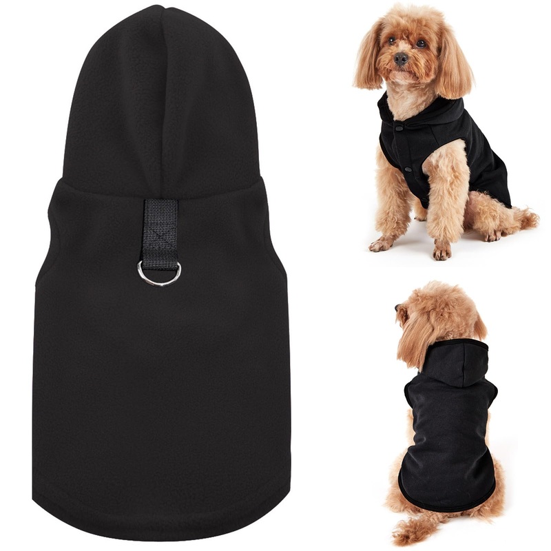 Dog Hoodie Vest, Warm Pet Shirt Dog Winter Coat Puppy Sweater with D-Ring Leash, Dog Clothes for Small Medium Dogs Cats Boy Girl, Dog Hooded Outfit Cold Weather Sweatshirt Clothing Apparel (Large) Large